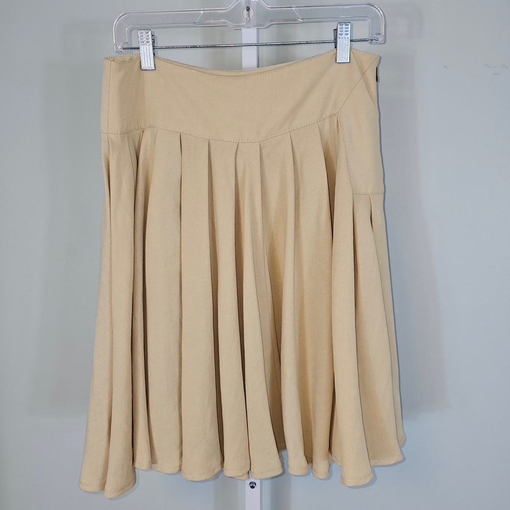 Made in Greece Beige pleated skirt size 6 linen